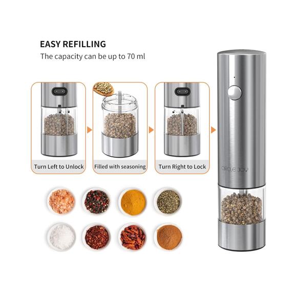 Rechargeable Electric Salt and Pepper Grinder Set with Storage Base New Open Box - Picture 7 of 7